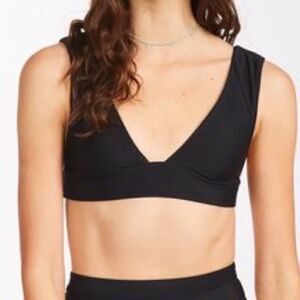 Billabong Sol Searcher Plunge Bikini Top Size S Black Solid